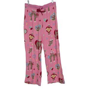 Nick & Nora Valentine Pajama Pants Womens Size Medium Pink Candy Hearts Cotton